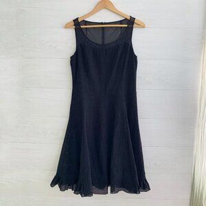 Akris Punto - Black mesh cotton lace fit & flare zip back dress, sz 8 US